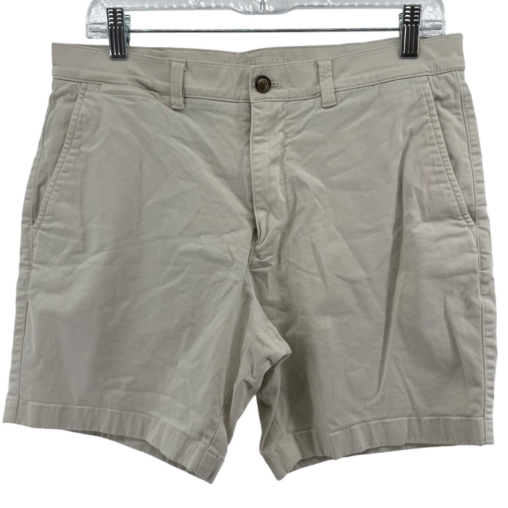 Duck Head Mens Khaki Chino Shorts Tan Stretch Cotton Flat Front Size 32